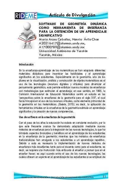 Software De Geometr A Din Mica Como Herramienta De Ense Anza Para La