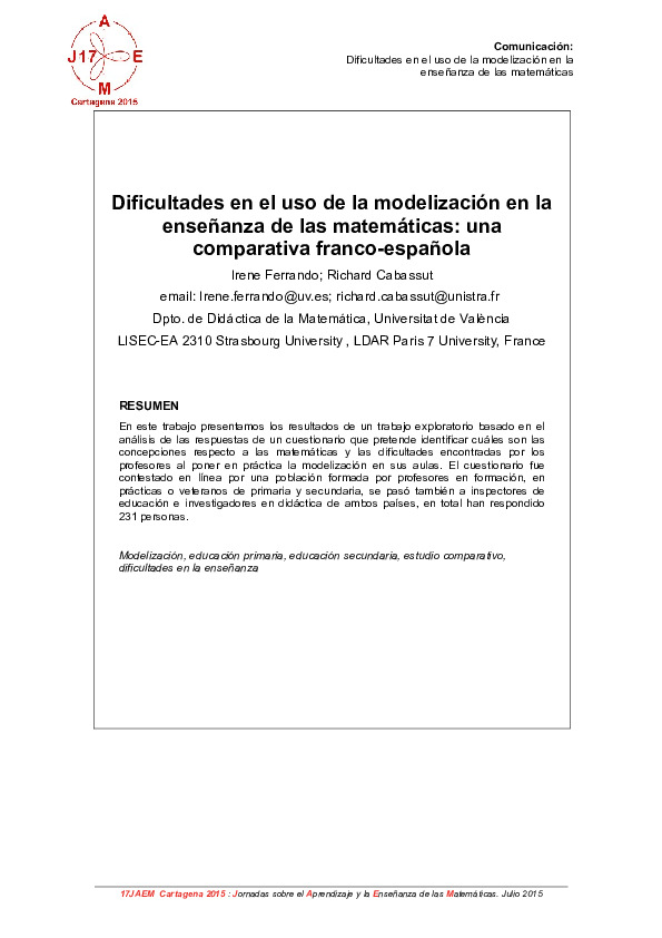 Dificultades en el uso de la modelización en la enseñanza de las