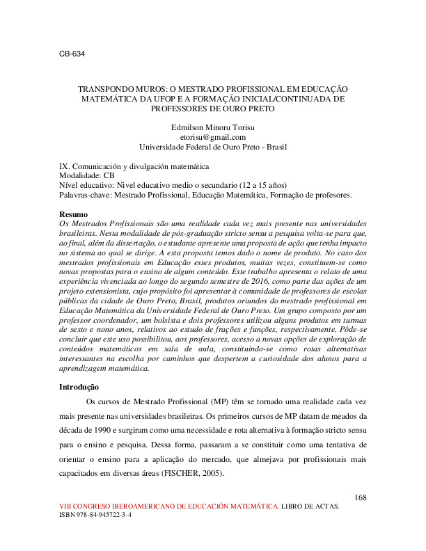 Transpondo muros o mestrado profissional em educação matemática da