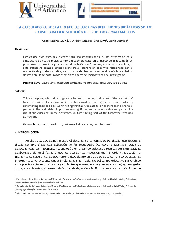 La Calculadora De Cuatro Reglas Algunas Reflexiones Did Cticas Sobre