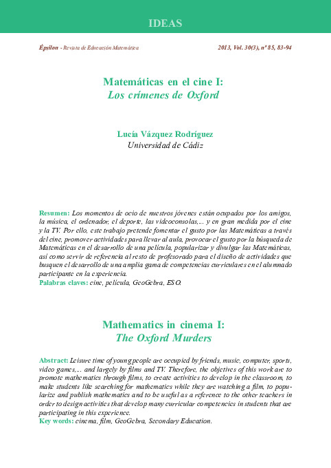 Matemáticas en el cine I Los crímenes de Oxford Funes