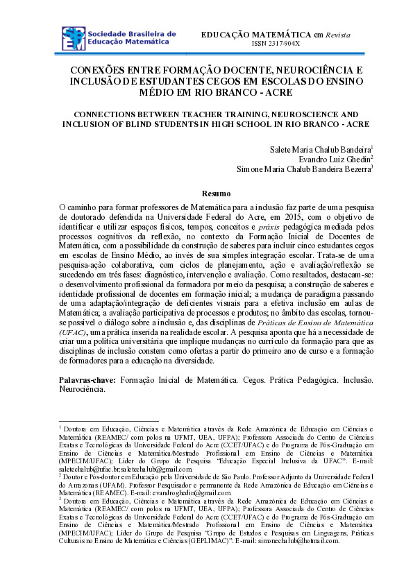 Conexões entre formação docente, neurociência e inclusão de estudantes ...