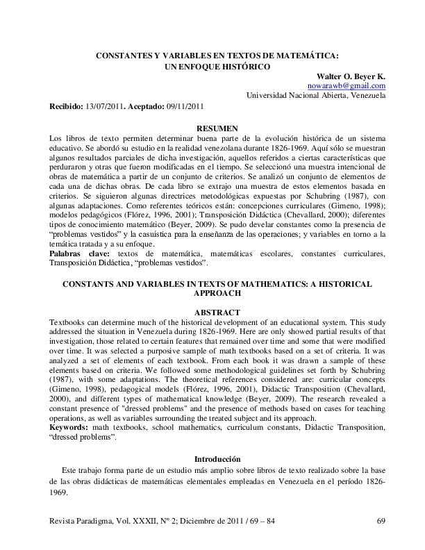 constantes y variables en matematicas