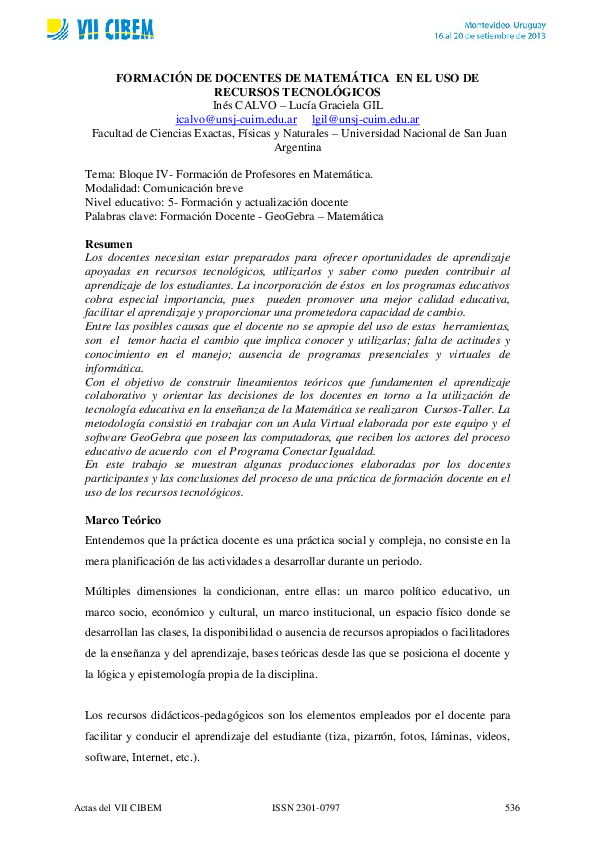 Formación de docentes de matemática en el uso de recursos tecnológicos ...