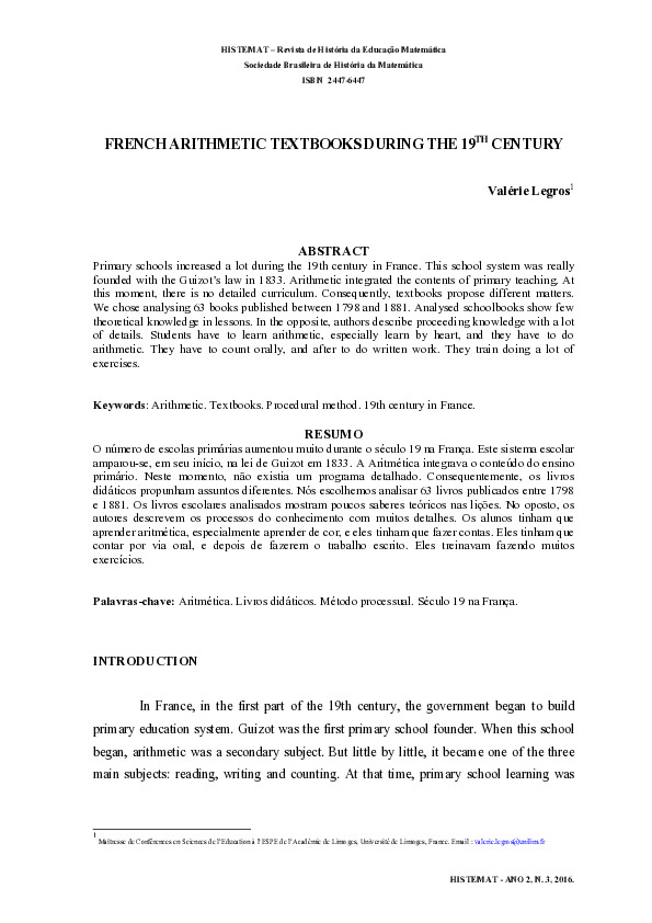 French Arithmetic Textbooks During The 19th Century Funes French arithmetic textbooks during the 19th century funes