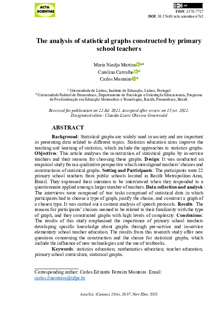 The analysis of statistical graphs constructed by primary school ...