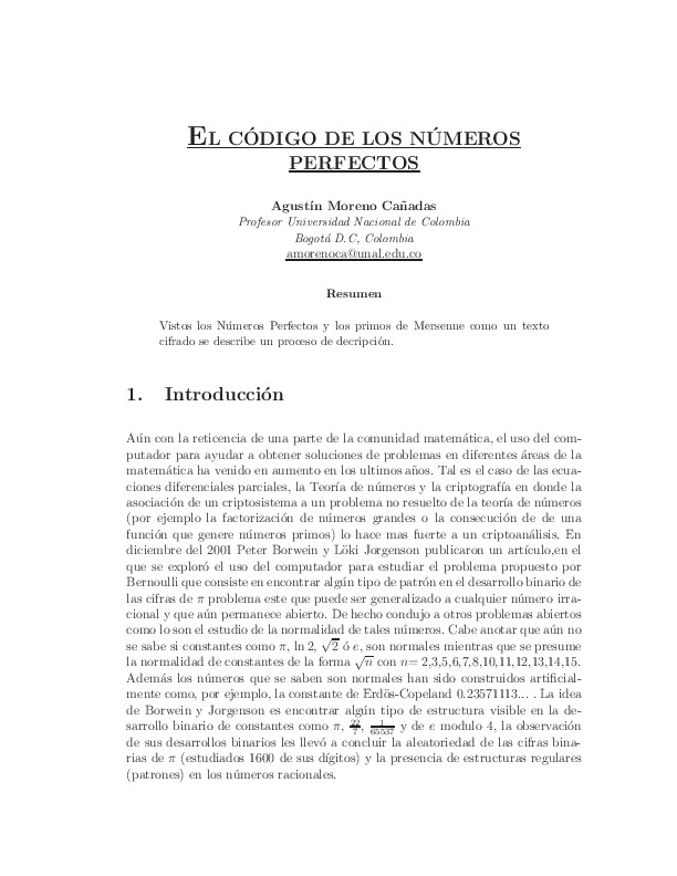 El código de los números perfectos - Funes