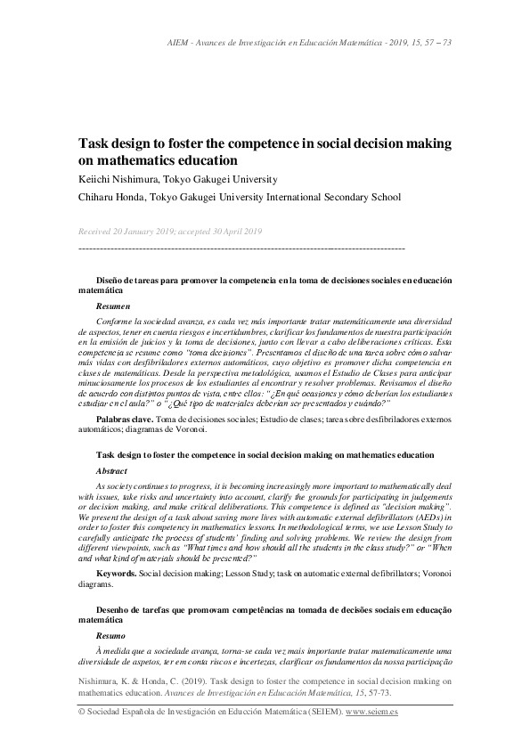 Task design to foster the competence in social decision making on ...