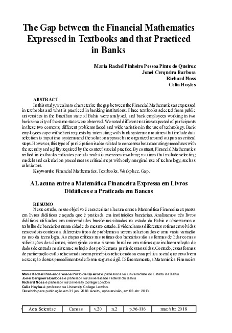 The gap between the financial mathematics expressed in textbooks and ...