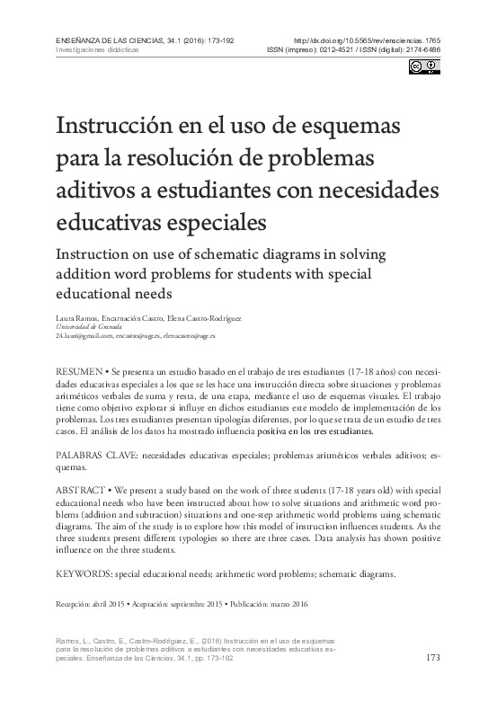 Instrucción en el uso de esquemas para la resolución de problemas ...
