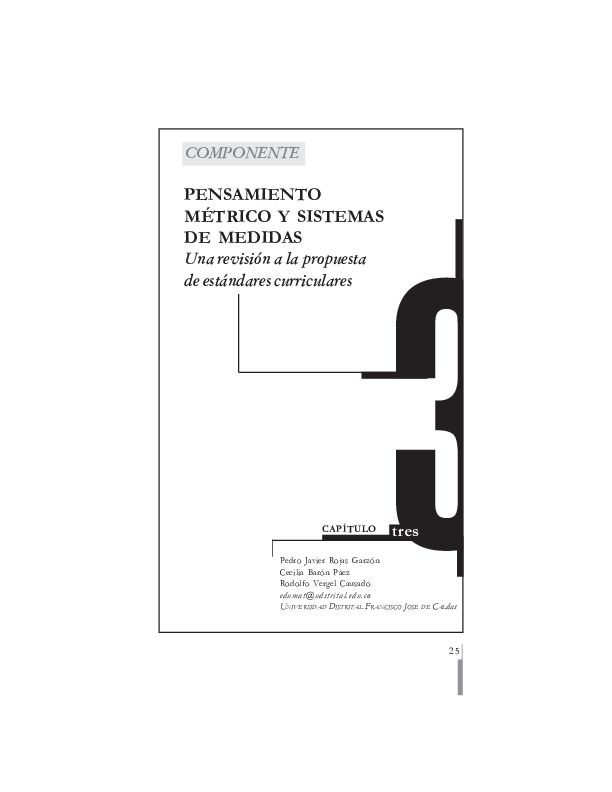 Pensamiento Métrico Y Sistemas De Medidas Una Revisión A La Propuesta De Estándares