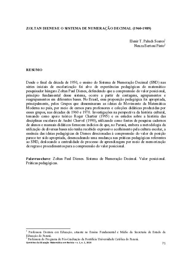 Zoltan dienes e o sistema de numera o decimal 1960 1989 funes