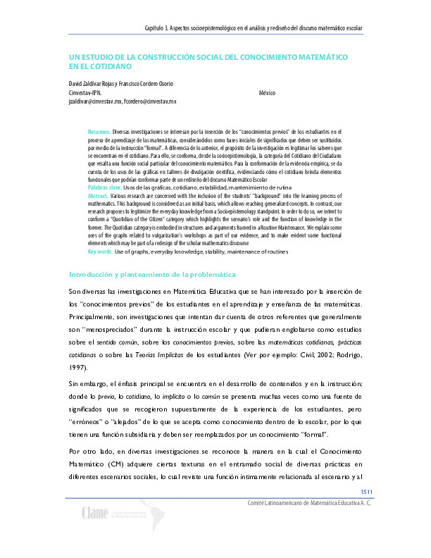 Un estudio de la cosntrucción social del conocimiento matemático en el ...