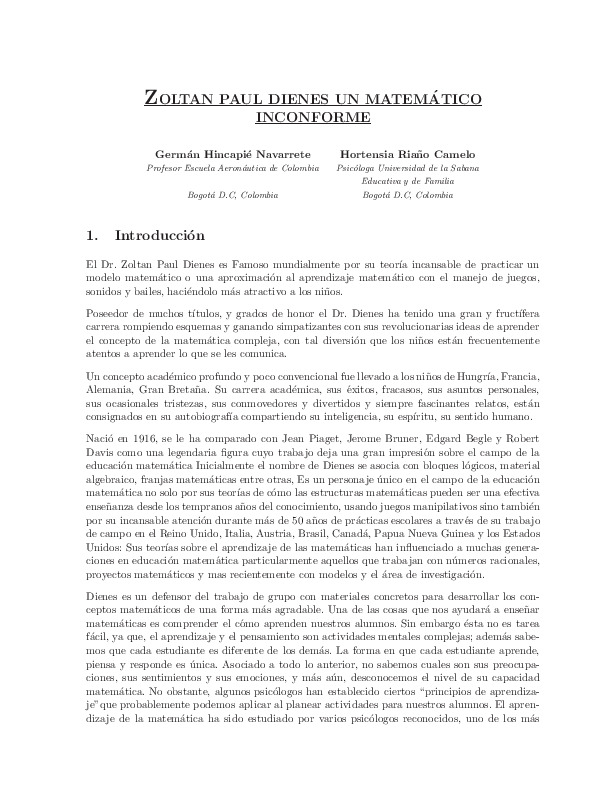 Zoltan paul dienes un matem tico inconforme funes